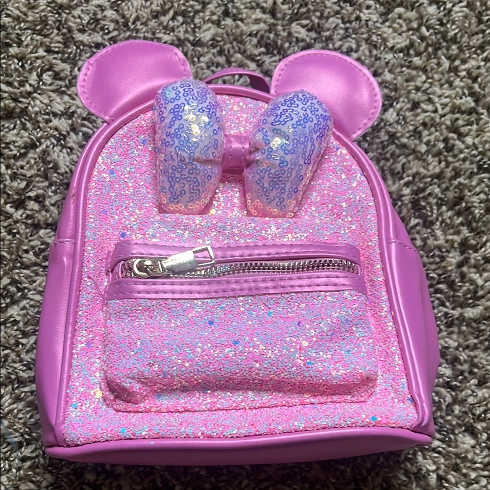 Mini Pink Glitter Minnie Backpack